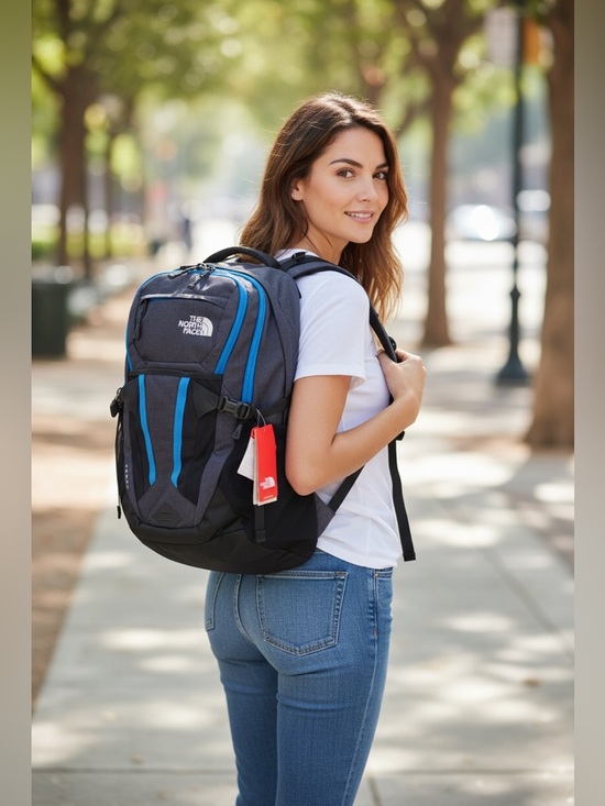 The North Face Handbags - NWT The North Face Women's Backpack - Grey Black and Blue